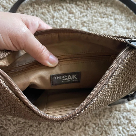 The Sak Purse Shoulder Bag Brown Woven Zip Top Crossbody Elliot Lucca - Picture 4 of 4